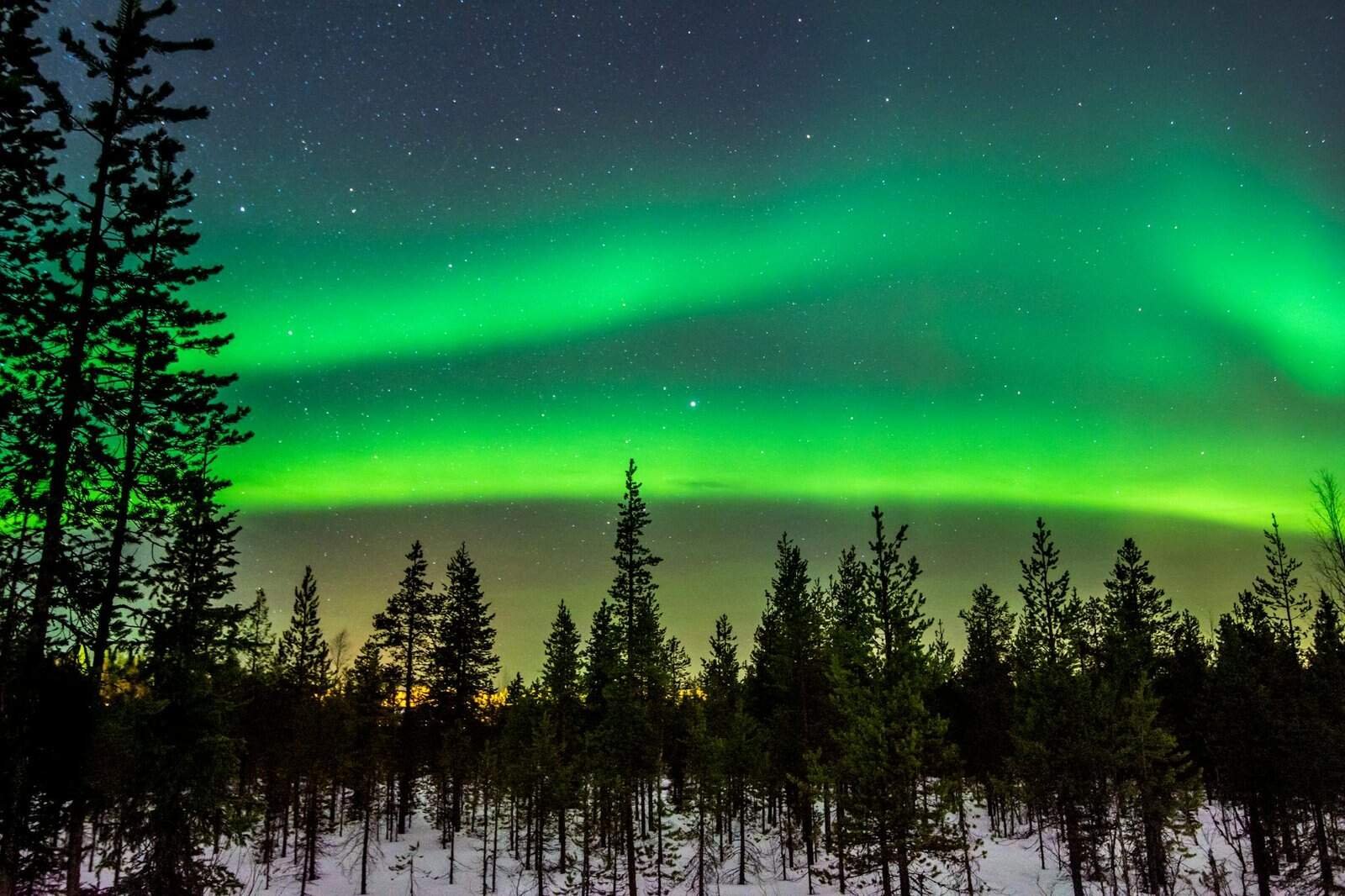 Breathtaking aurora borealis illuminating a serene winter night sky natural wonders